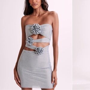 Meshki Korinna strapless silver mini dress